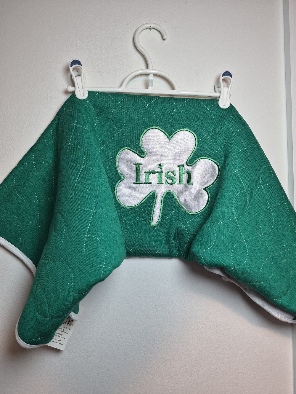 Reversible Quilted Irish Shamrock Baby Blanket (36" x 36") – Green & White NWT